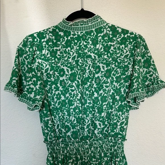 Max Studio Green and White Floral Tiered Midi Dress - Picture 7 of 8